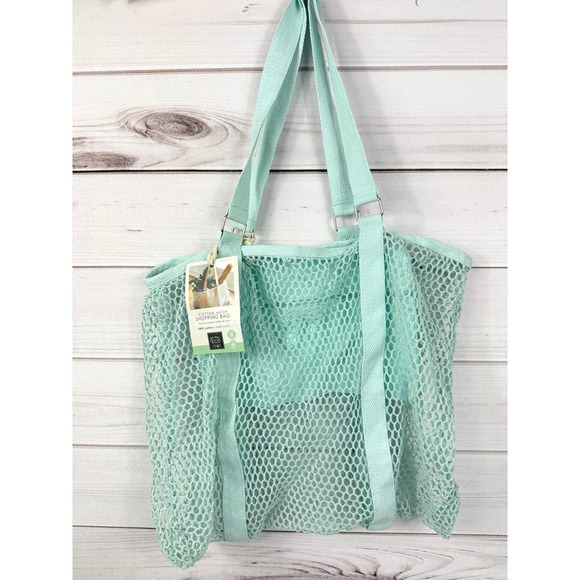 Eco Ciroa Handbags - Eco‎ Ciroa Cotton Mesh Shopping Bag Tote Aqua Eco Friendly Reusable NEW